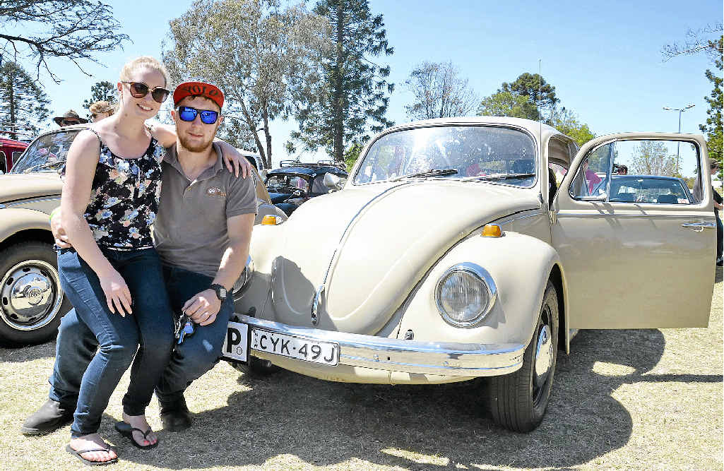 Bec Allen and Joe Edmonds with their entry to the Leslie Park VW parade. Bec Allen and Joe Edmonds with their entry to the Leslie Park VW parade.